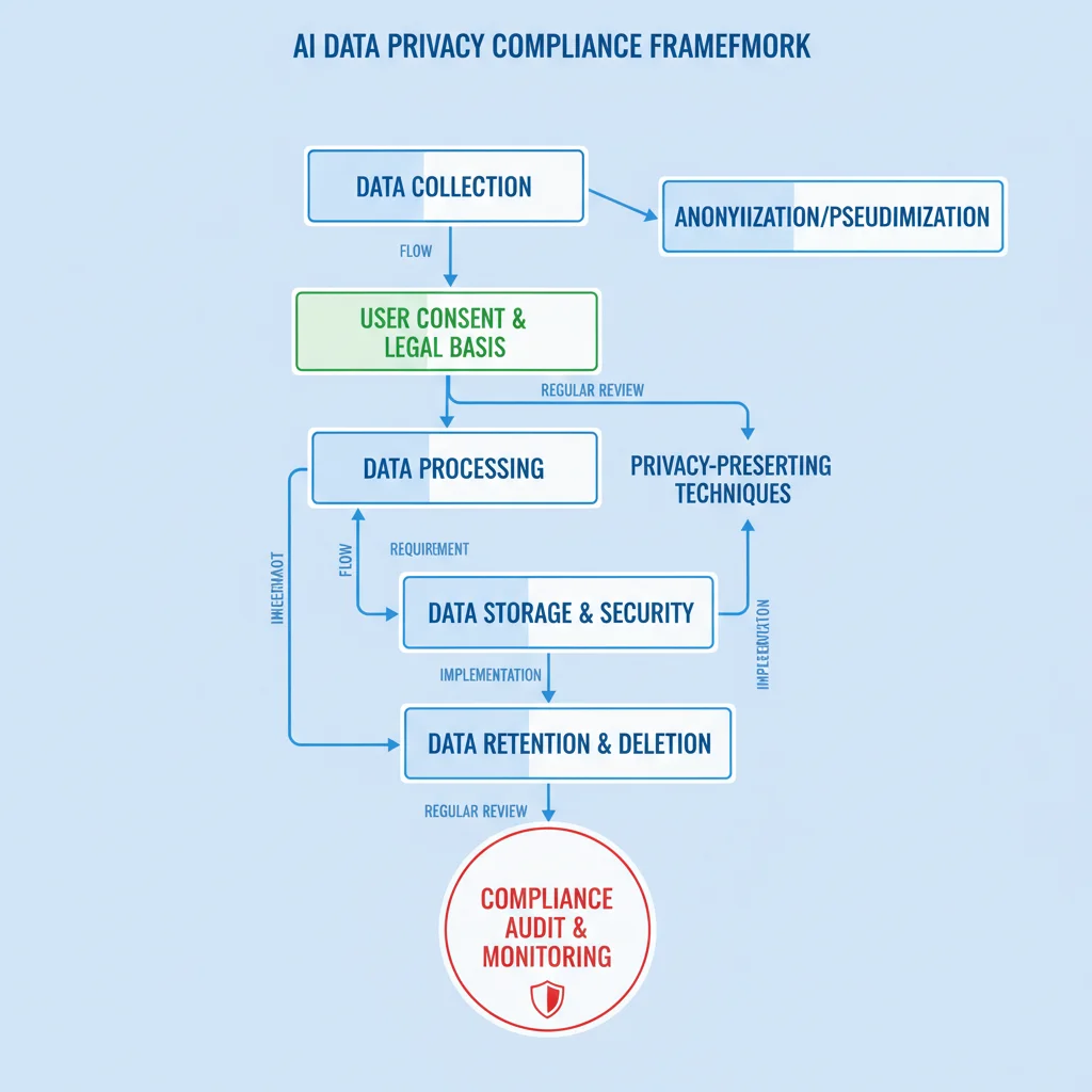 Flowchart illustrating AI data privacy compliance steps