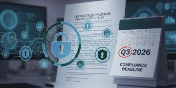 Digital locks and shield icons safeguarding consumer data, with a calendar marking Q3 2026, symbolizing CDPA amendment compliance deadlines.