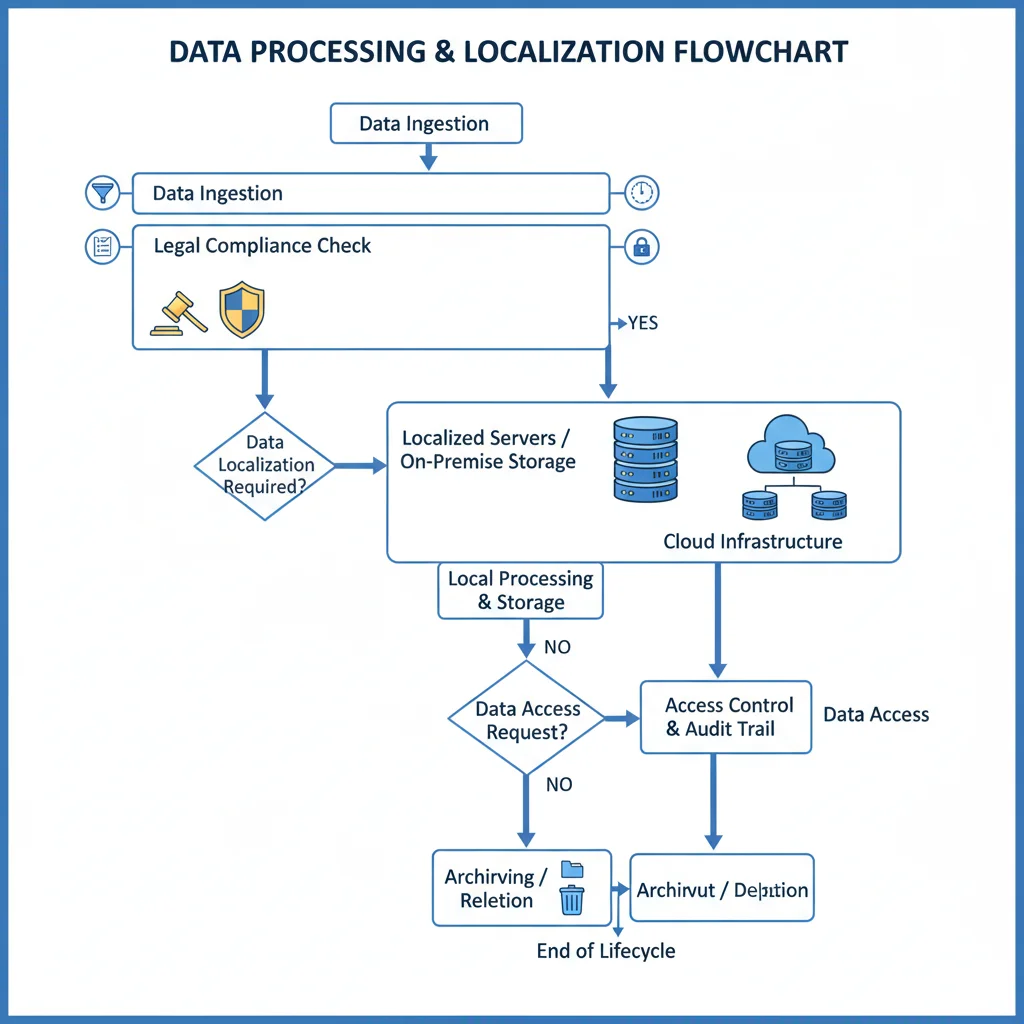 Data flow diagram illustrating compliance steps for data localization.