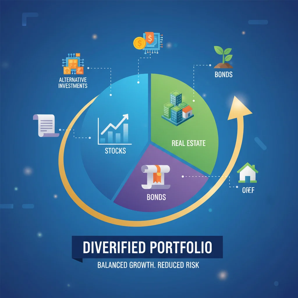 Diversified investment portfolio with various asset classes.