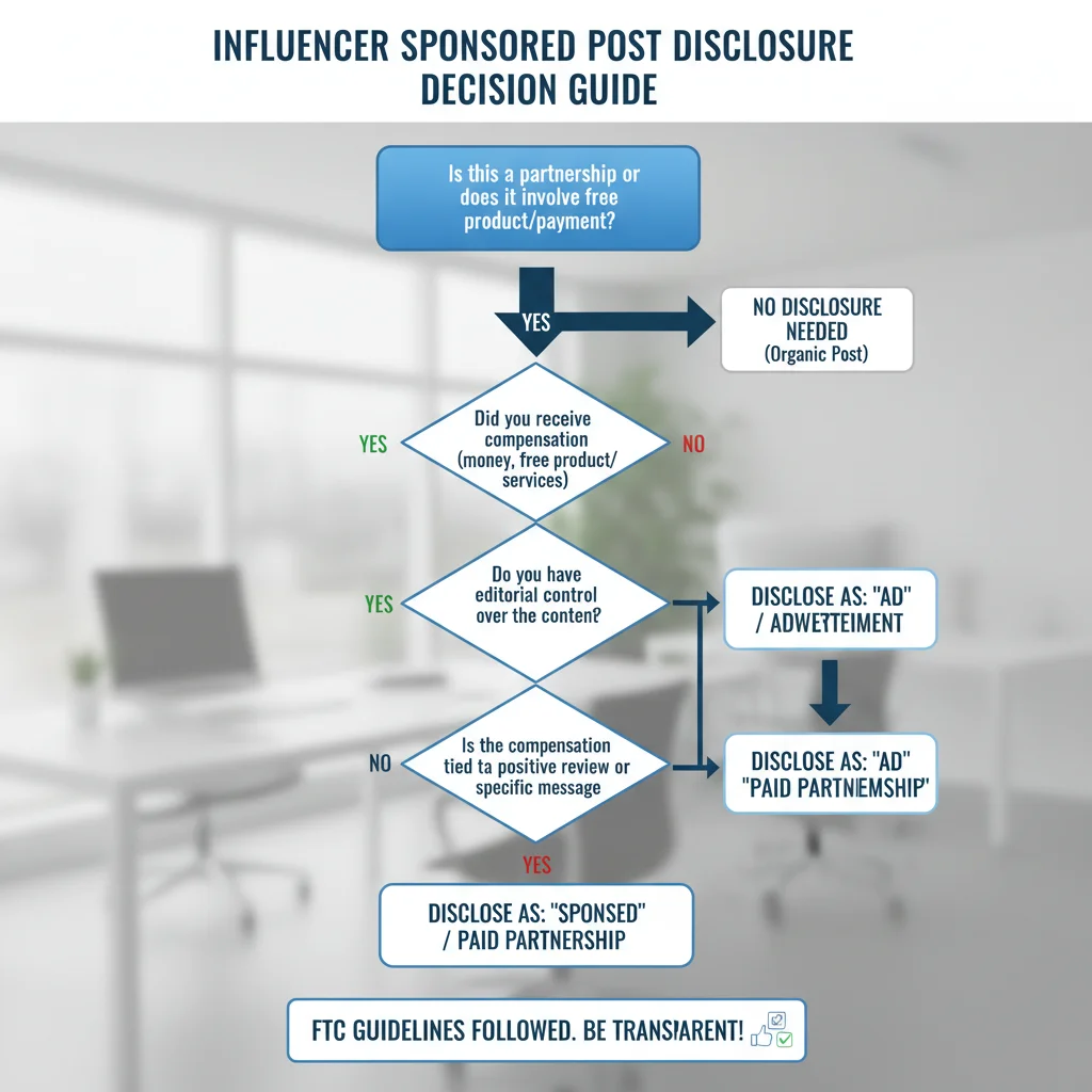 Influencer disclosure flowchart for FTC compliance