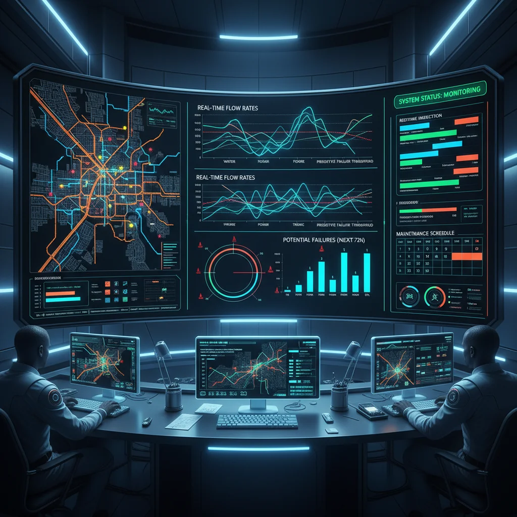 Data visualization dashboard with real-time infrastructure sensor data and predictive analytics.