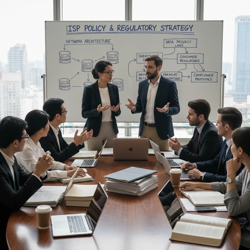 ISP team discussing compliance with new net neutrality rules