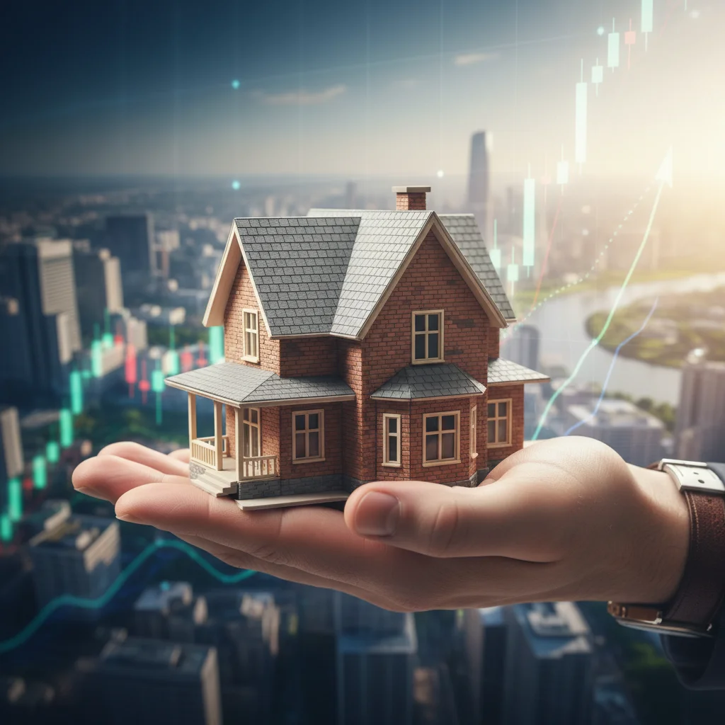 Hand holding a model house representing real estate investment