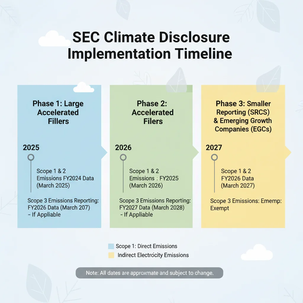 Infographic timeline of SEC climate disclosure deadlines
