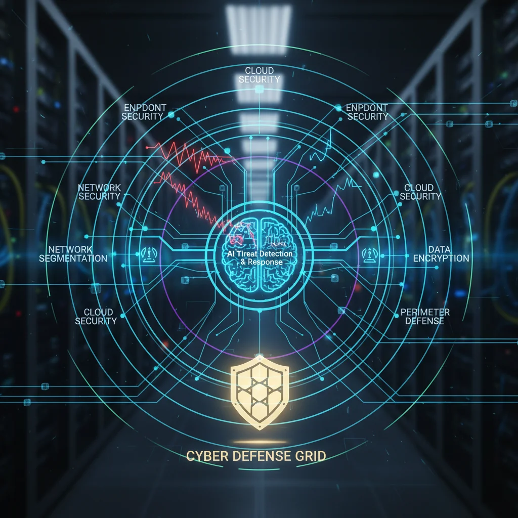 AI-driven threat detection and real-time anomaly analysis in a secure network.