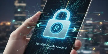 Digital padlock on smartphone representing secure online lending and CFPB consumer protection policies