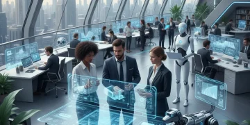 Future office with AI and human collaboration