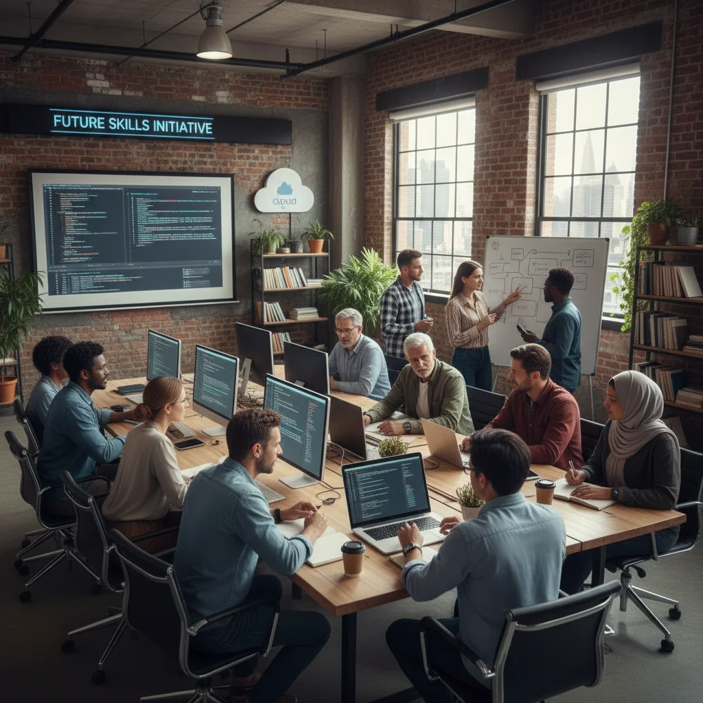 Diverse group reskilling for future tech jobs