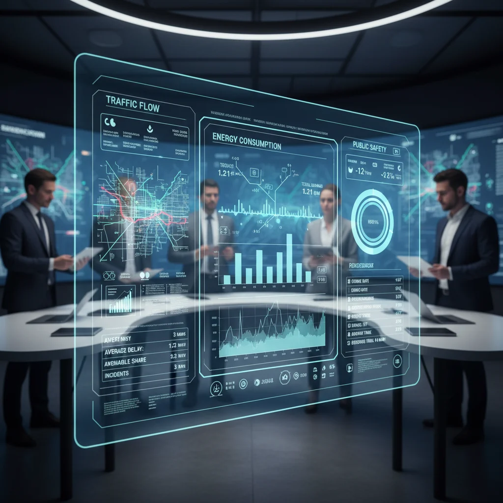 Smart city control center with real-time data display