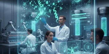 AI-Driven Drug Discovery: Biotech Innovation in 18 Months Scientists using AI for rapid drug discovery and biotech innovation