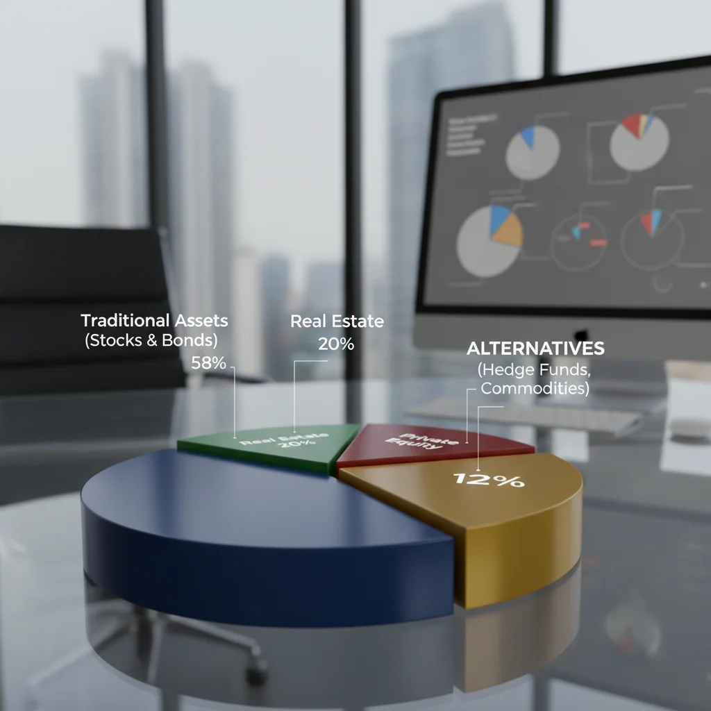 Diversified investment portfolio showing allocation to private equity and real estate