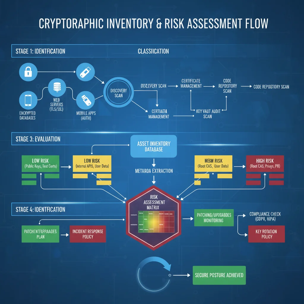 Flowchart depicting cryptographic inventory and risk assessment process.