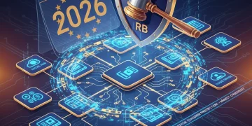 Digital Services Act 2026 impact on e-commerce platforms, showing regulatory oversight and data flow.