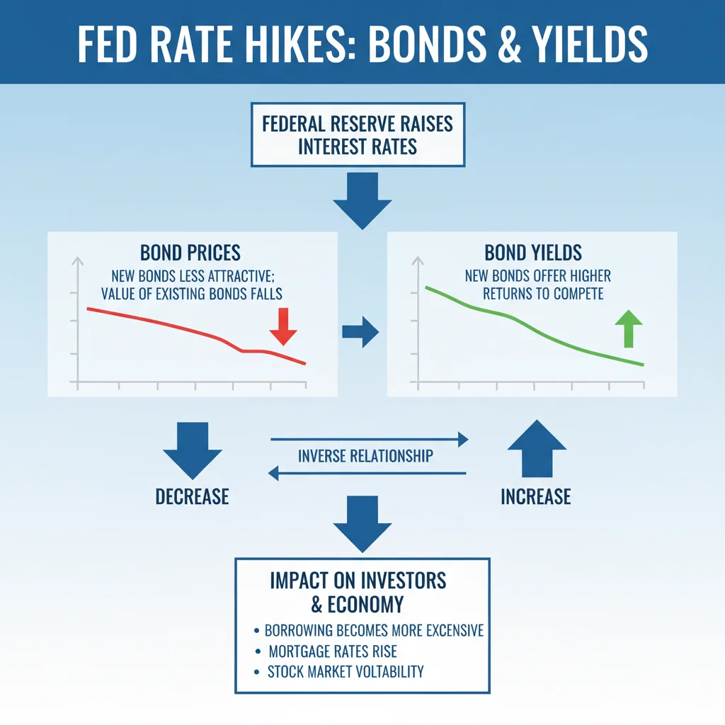 Infographic explaining Fed rate hikes impact on bond yields