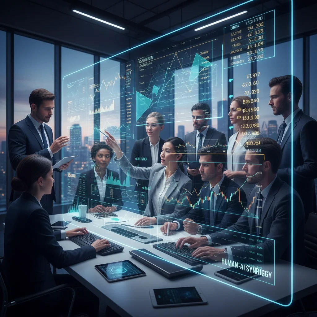 Investment team using AI models for strategic equity portfolio management