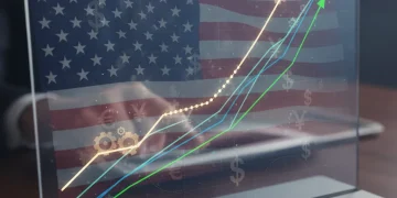 Financial chart showing rising US bond yields and strategic investment growth