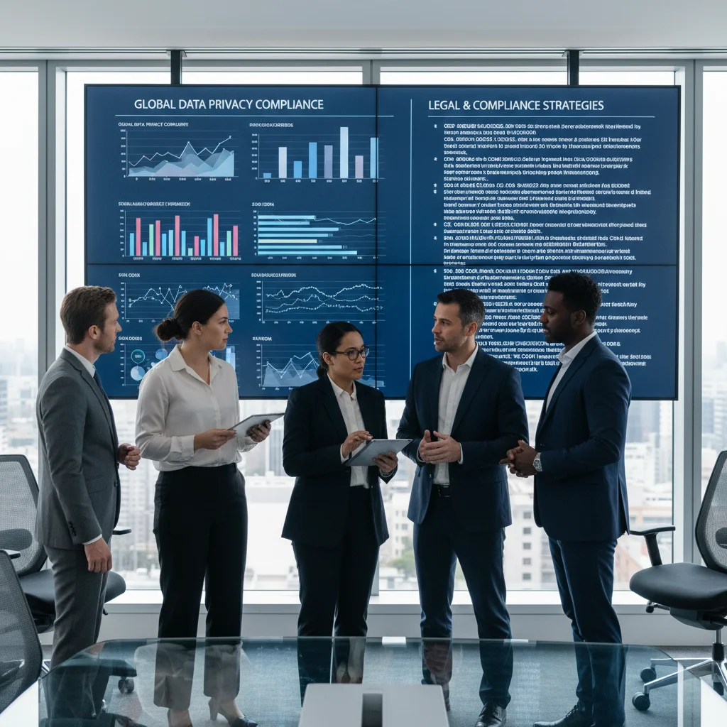 Business team discussing federal data privacy compliance strategy