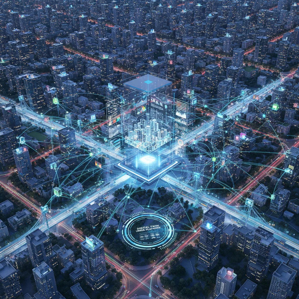 Smart city IoT sensors feeding digital twin data