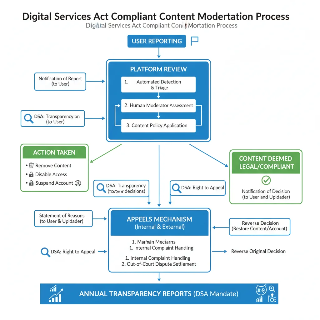 Content moderation process flow Digital Services Act