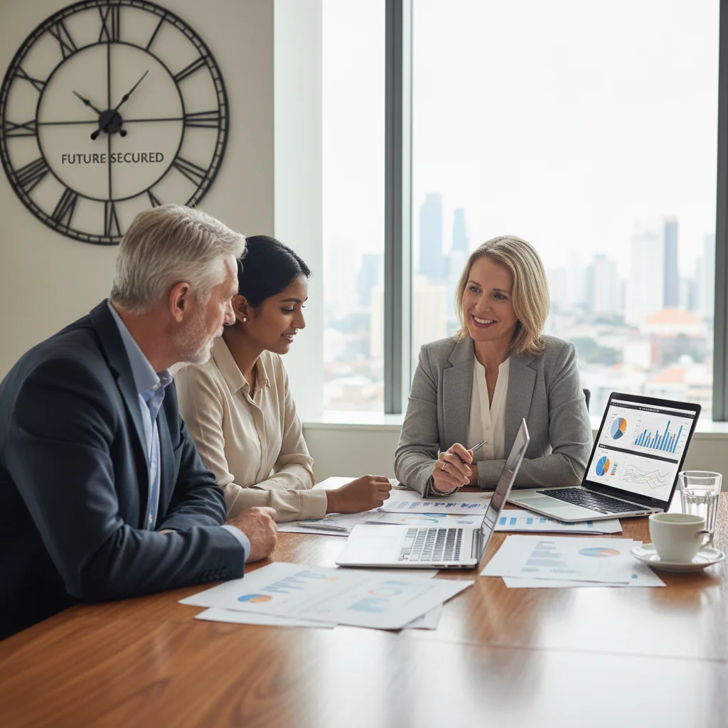Individuals discussing retirement withdrawal strategies with a financial advisor.